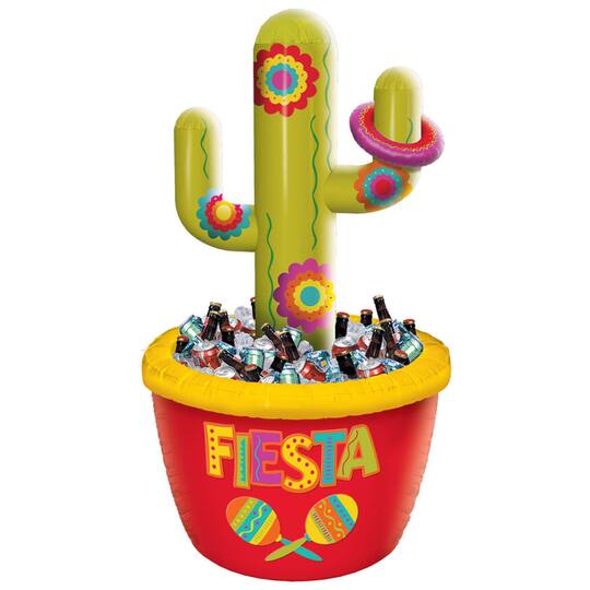4.5ft. Cinco de Mayo Jumbo Inflatable Cactus Cooler &#x26; Ring Toss Game